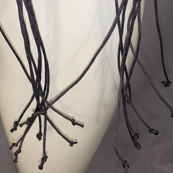 Vintage 00s y2k Woven Macramé Boho Brown Faux Leather Tie Rope Belt with Wooden - Picture 5 of 11